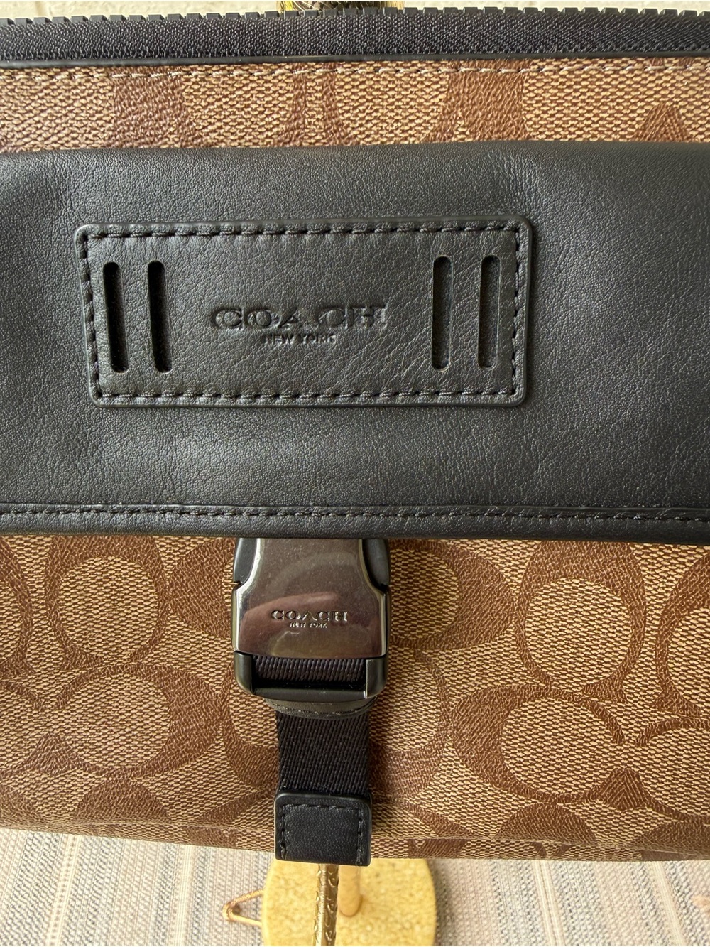Coach Brown Signature Ranger Pouch with Black Leather Flap - Picture 3 of 13